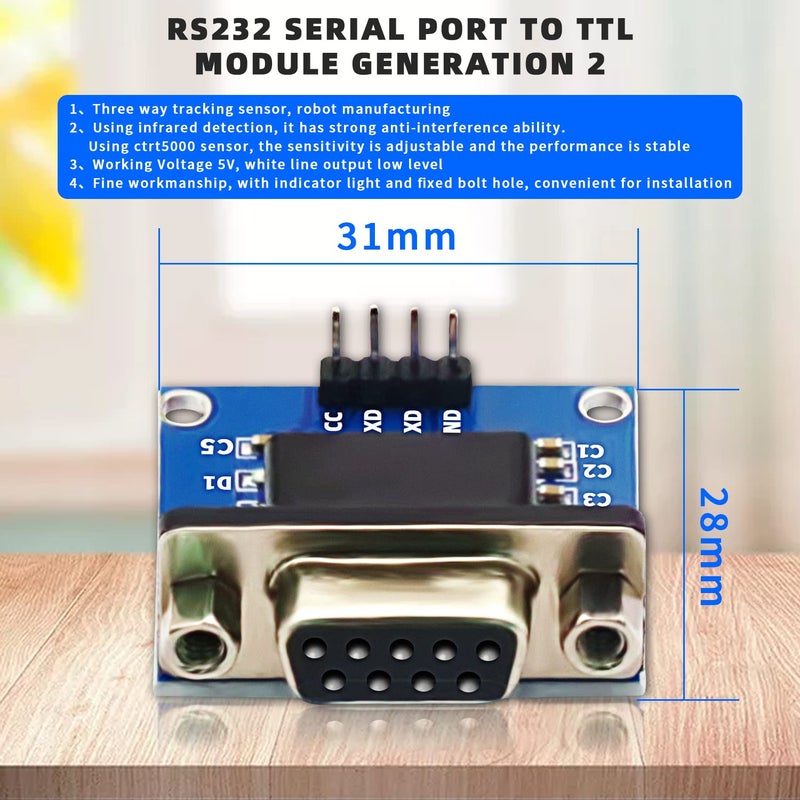 DaFuRui RS232 to TTL Converter Moduleï¼Œ5PCS MAX3232 3.3V to 5V RS2323 COM Serial Prot Board to TTL Connector for Arduino Microcontrollers - Image 3
